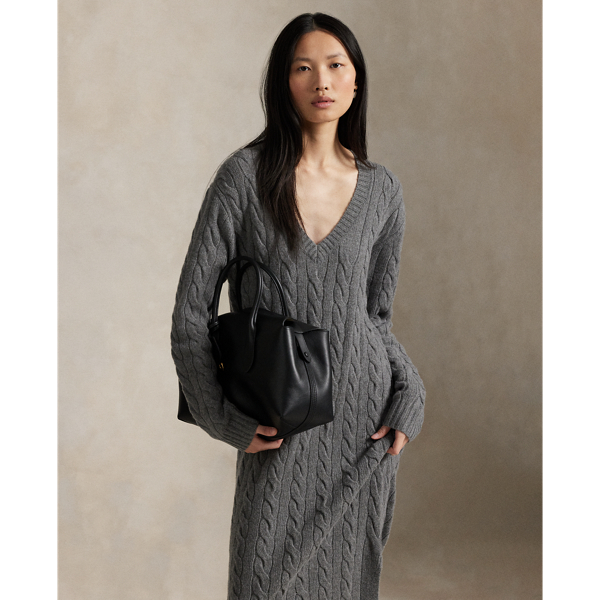 Cable-Knit V-Neck Sweater Dress