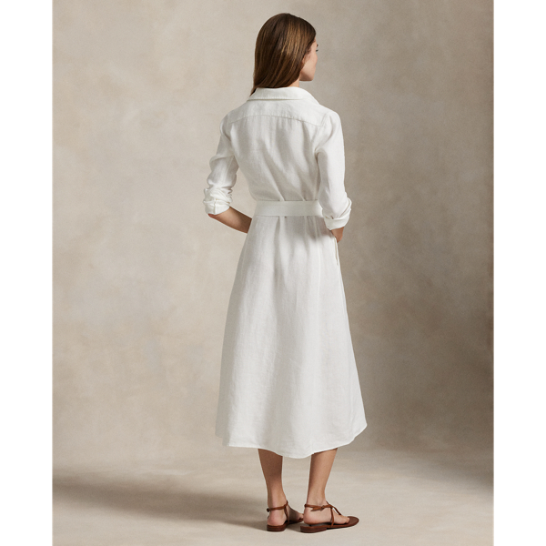 Belted Linen Shirtdress Polo Ralph Lauren en Blanc 4