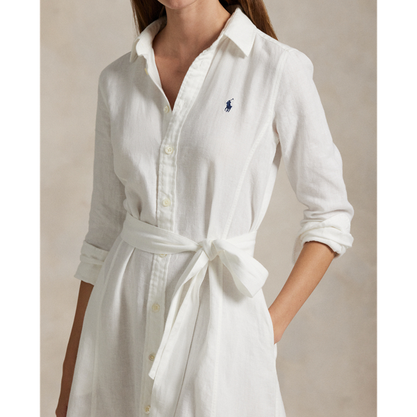 Belted Linen Shirtdress Polo Ralph Lauren en Blanc 5