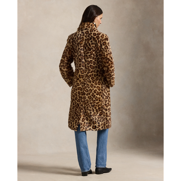 Leopard-Print Haircalf Trench Coat