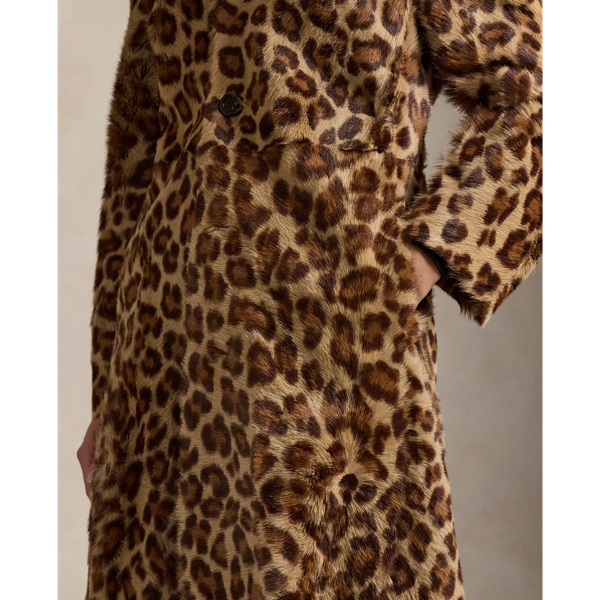 Leopard-Print Haircalf Trench Coat