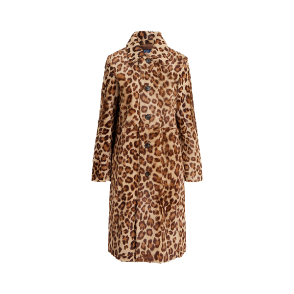 Leopard-Print Haircalf Trench Coat