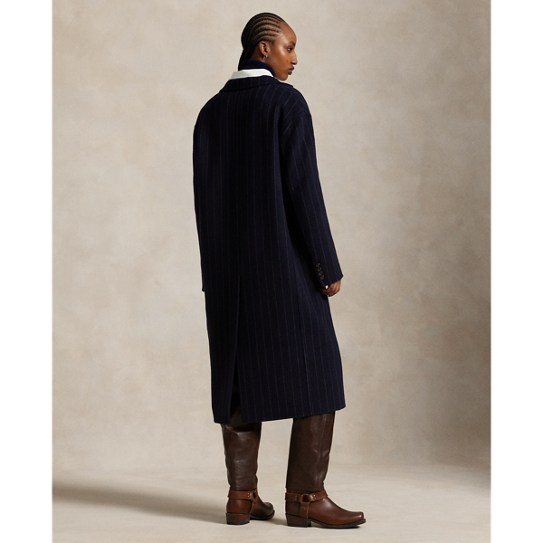 Pinstripe Double-Faced Wool Overcoat for Women | Ralph