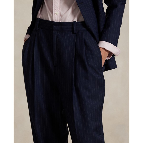 Pinstripe Pleated Tapered Pant