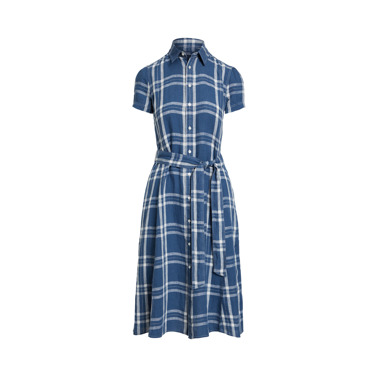 【RALPH LAUREN】チェック柄 タイフロント リネン シャツドレス POLO RALPH LAUREN シャツワンピース チェック コットン ツイル