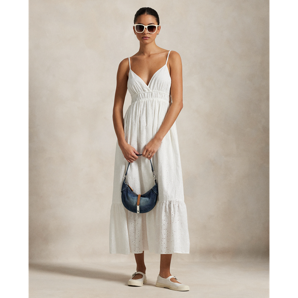 White Ärmelloses Voile-Kleid mit Lochstickerei Polo Ralph Lauren 1