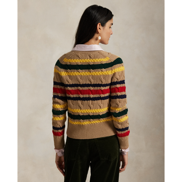 ストライプド ケーブル ウールカシミヤ カーディガン | ラルフ