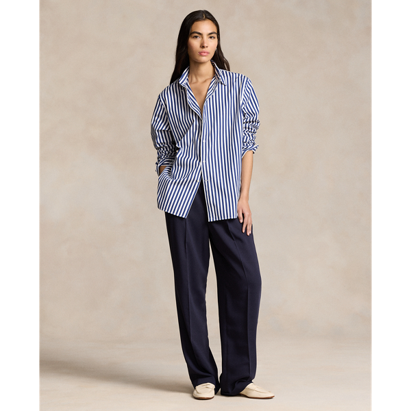 Classic Fit Striped Cotton Shirt Polo Ralph Lauren en Royal d'automne/Blanc 4