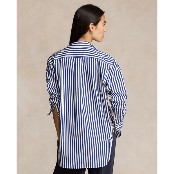 Classic Fit Striped Cotton Shirt Polo Ralph Lauren en Royal d'automne/Blanc 5