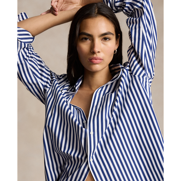 Classic Fit Striped Cotton Shirt Polo Ralph Lauren en Royal d'automne/Blanc 6