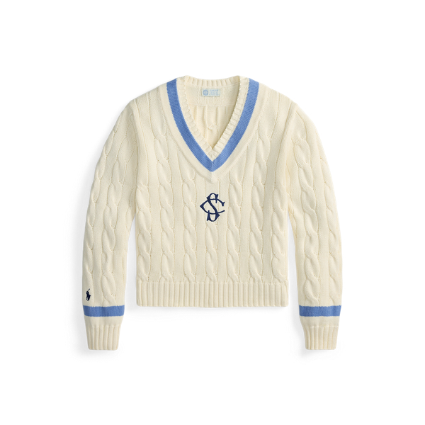 Cable-Knit V-Neck Sweater