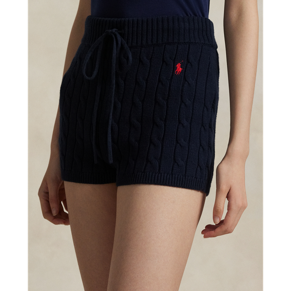 POLO RALPH LAUREN ニットトロストリンクハンツ 211942086 001 ケーブルニット ドローストリング ショートパンツ | ラルフ