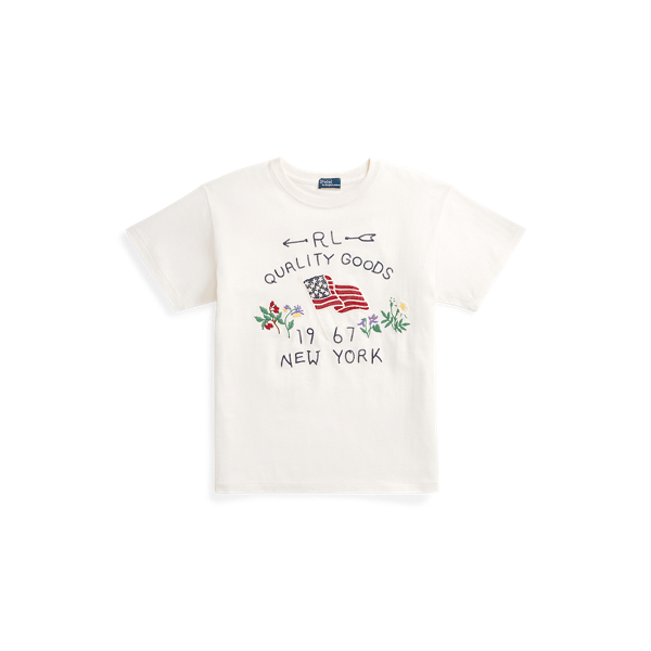 Katoenen T-shirt met geborduurde vlag