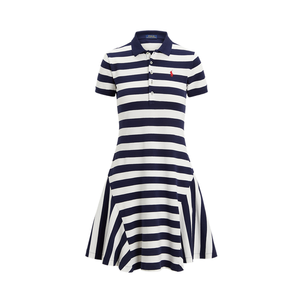 Striped Fit-and-Flare Polo Dress
