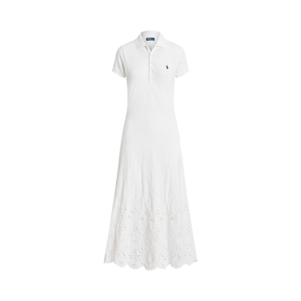 Eyelet Stretch-Cotton Piqu&eacute; Polo Dress