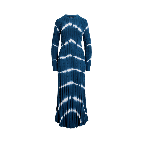 Tie-Dye Cable-Knit Cotton Jumper Dress