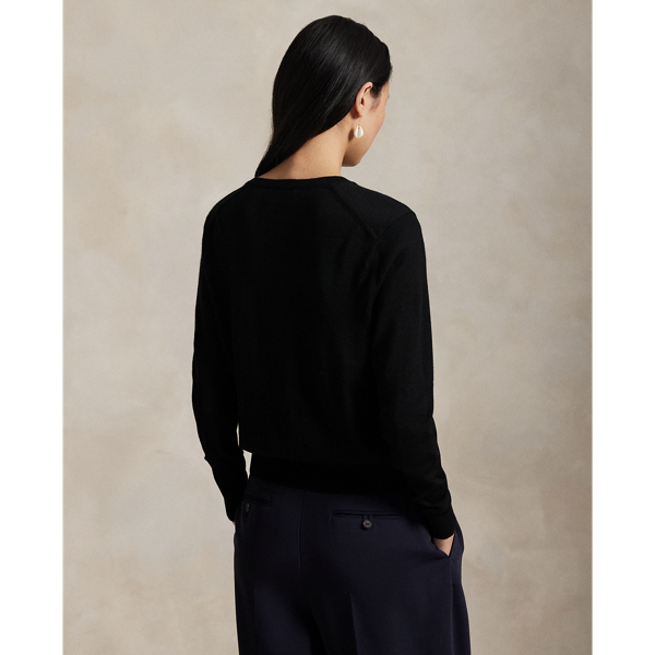 Polo Ralph Lauren 울 크루넥 카디건 폴로 블랙 5