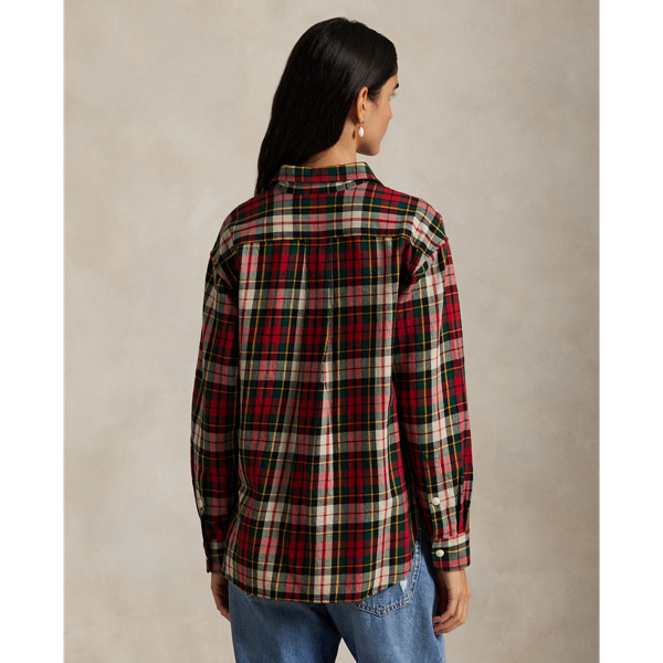 Relaxed Fit Plaid Cotton Twill Shirt