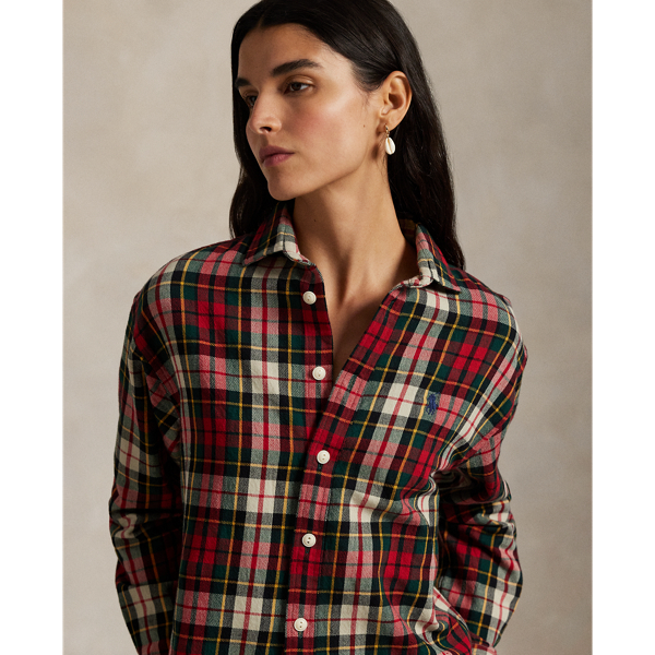 Relaxed Fit Plaid Cotton Twill Shirt