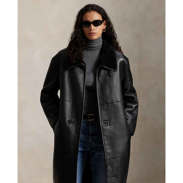 Oversize Reversible Shearling Wrap Coat