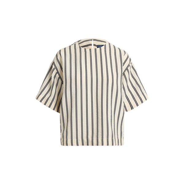 Striped Silk-Blend Short-Sleeve Top