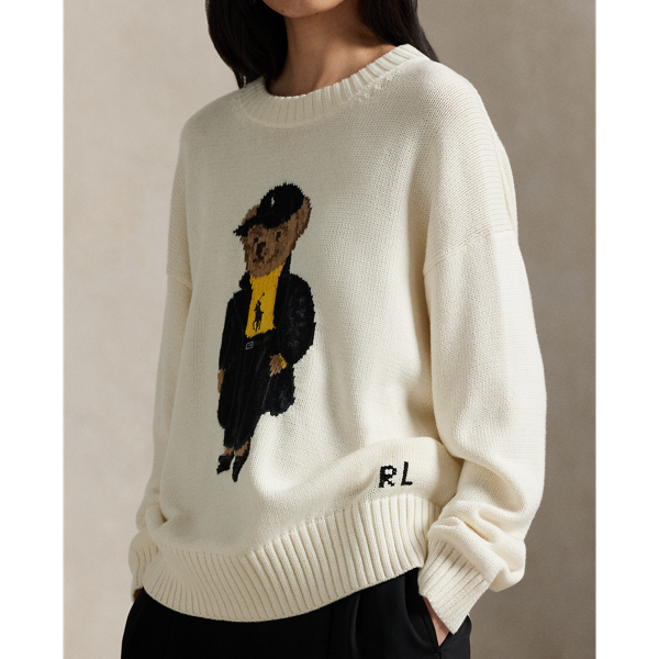 Polo Bear Cotton Crewneck Sweater