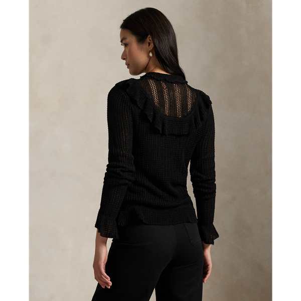 Crocheted Ruffle-Trim Sweater