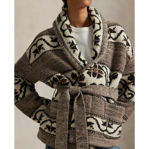 Wool-Blend Shawl-Collar Cardigan