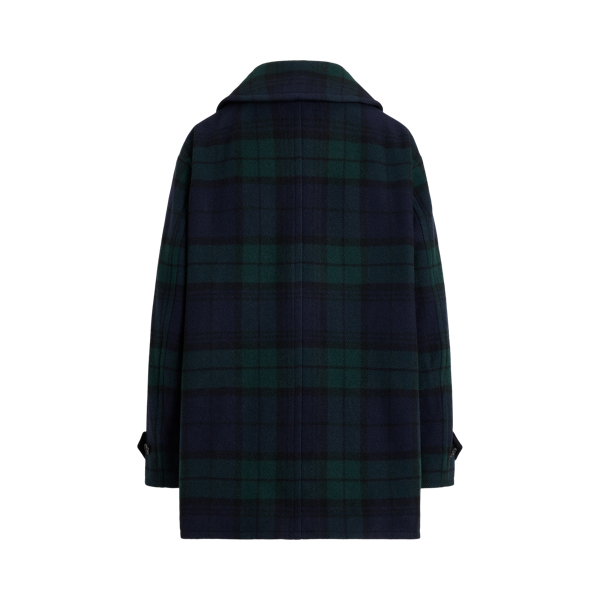 Plaid Wool Blend Tweed Peacoat