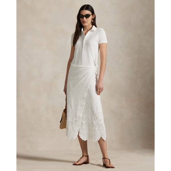 White Polo-Wickelkleid mit Lochstickerei Polo Ralph Lauren 1