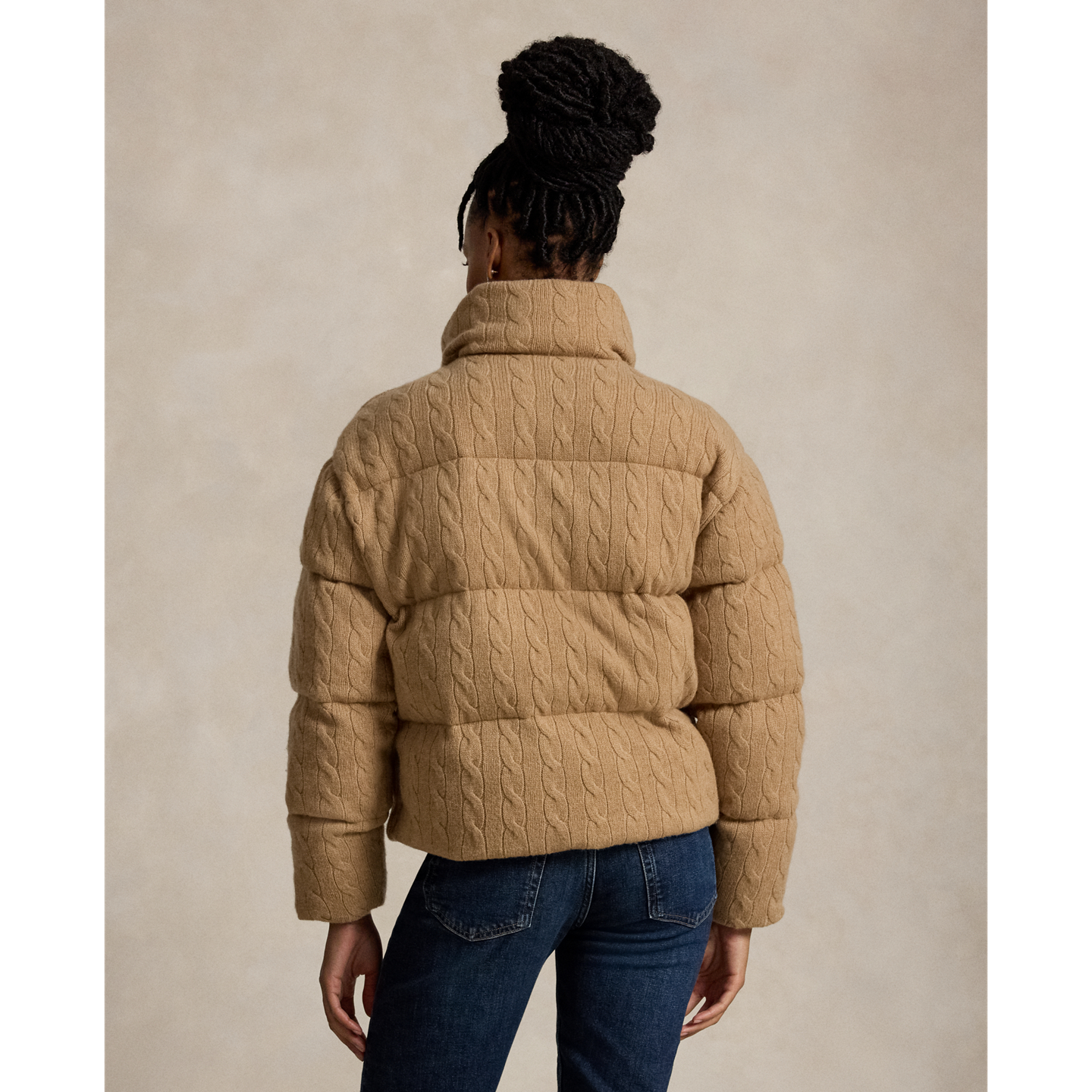 Женская куртка Ralph Lauren Cable Wool-Cashmere Puffer, цвет: Верблюжий меланжевый — фото 2