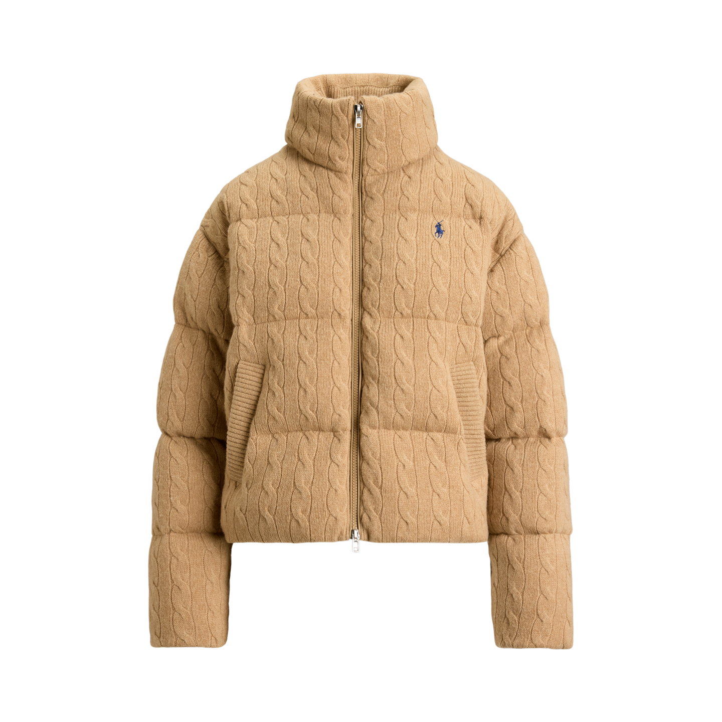 Женская куртка Ralph Lauren Cable Wool-Cashmere Puffer, цвет: Верблюжий меланжевый — фото 5