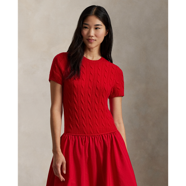 ケーブルニット ポプリン ドレス | ラルフ ローレン公式オンラインストア