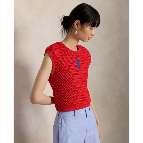 Pull en coton crocheté Big Pony