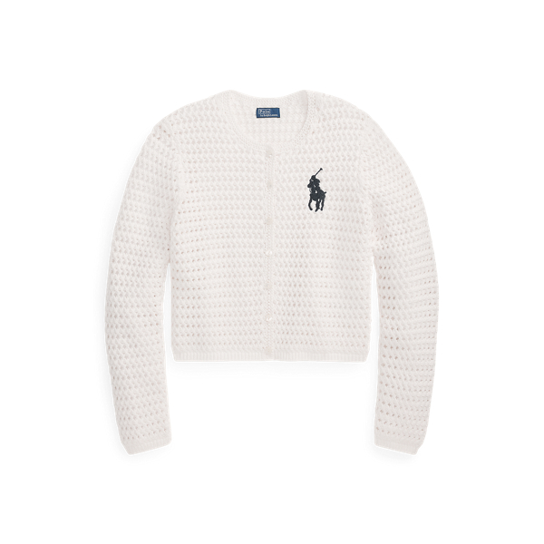 White Big Pony Crocheted Cotton Cardigan Polo Ralph Lauren 2