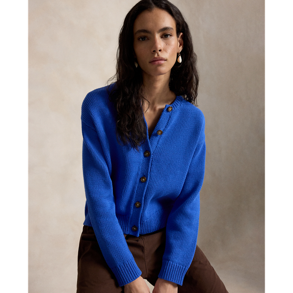 Cardigan à col rond en lin mélangé