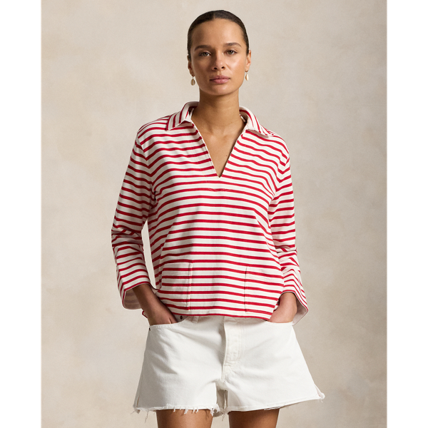 T-shirt marin rayé à patte fendue