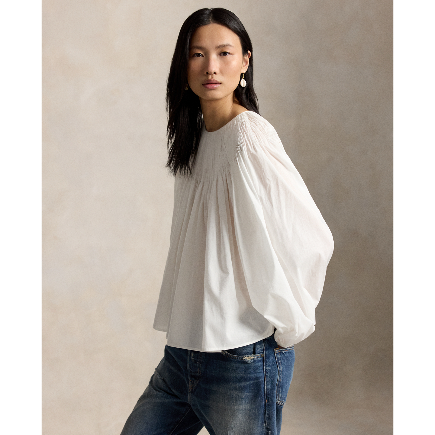 Женская рубашка Ralph Lauren Pintucked Cotton, цвет: Белый — фото 5