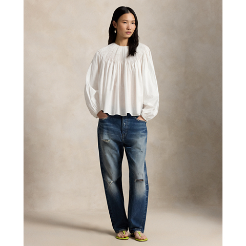 Женские рубашки Ralph Lauren Pintucked Cotton Shirt