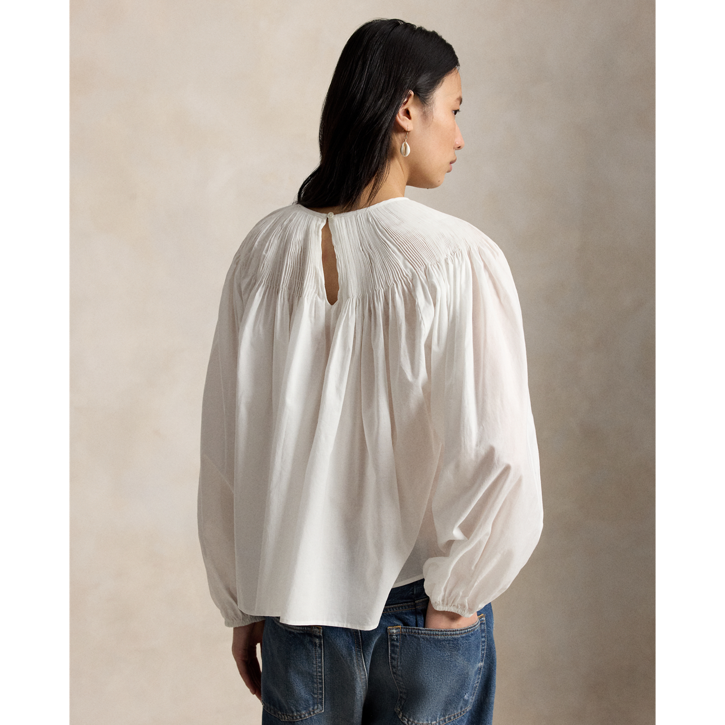 Женская рубашка Ralph Lauren Pintucked Cotton, цвет: Белый — фото 2