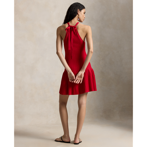 Neckholder-Kleid mit Zopfmuster Polo Ralph Lauren in Kreuzfahrt-Rot 5