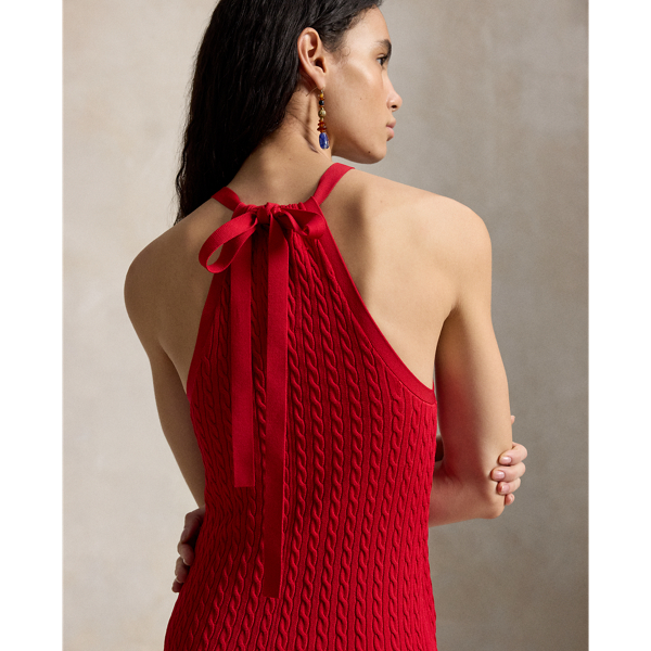 Neckholder-Kleid mit Zopfmuster Polo Ralph Lauren in Kreuzfahrt-Rot 6