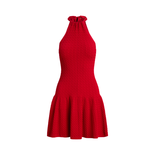 Neckholder-Kleid mit Zopfmuster Polo Ralph Lauren in Kreuzfahrt-Rot 2