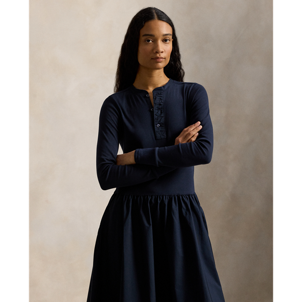 コットン ヘンリーネック ドレス | ラルフ ローレン公式オンラインストア