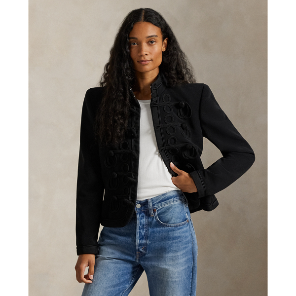 【新品タグ付き✨】ラルフローレンコレクション　レザージャケット　シルク100　黒 スータッシュトリム バンド ジャケット | ラルフ ローレン公式