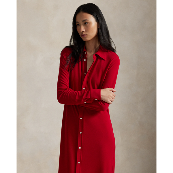 Robe-chemise boutonn&eacute;e en interlock