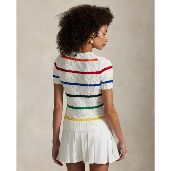 US Open Striped Cable Cotton Sweater