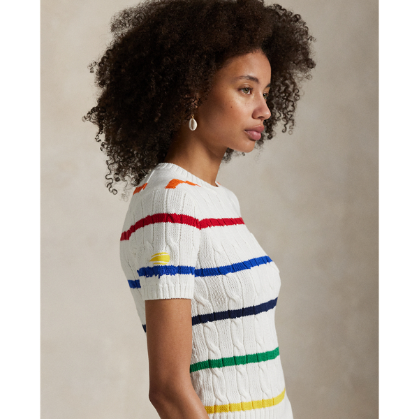 US Open Striped Cable Cotton Sweater