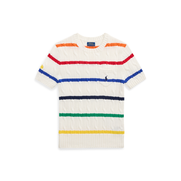 US Open Striped Cable Cotton Sweater