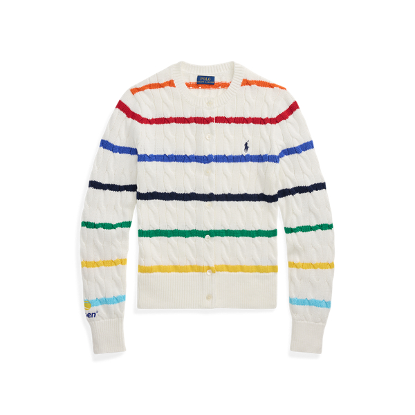 US Open Striped Cable Cotton Cardigan Polo Ralph Lauren 1